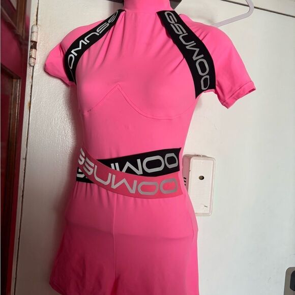 Gsuwoo romper big logo jumpsuit shorts catsuit bandage onepiece short sleeve - Picture 2 of 10
